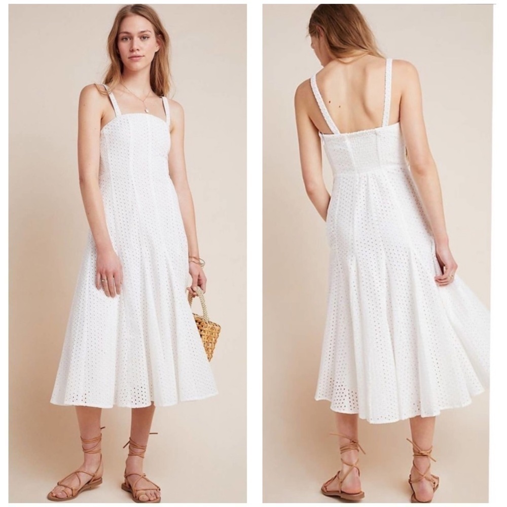 NWT Anthropologie Lelia Eyelet Midi Dress White 6